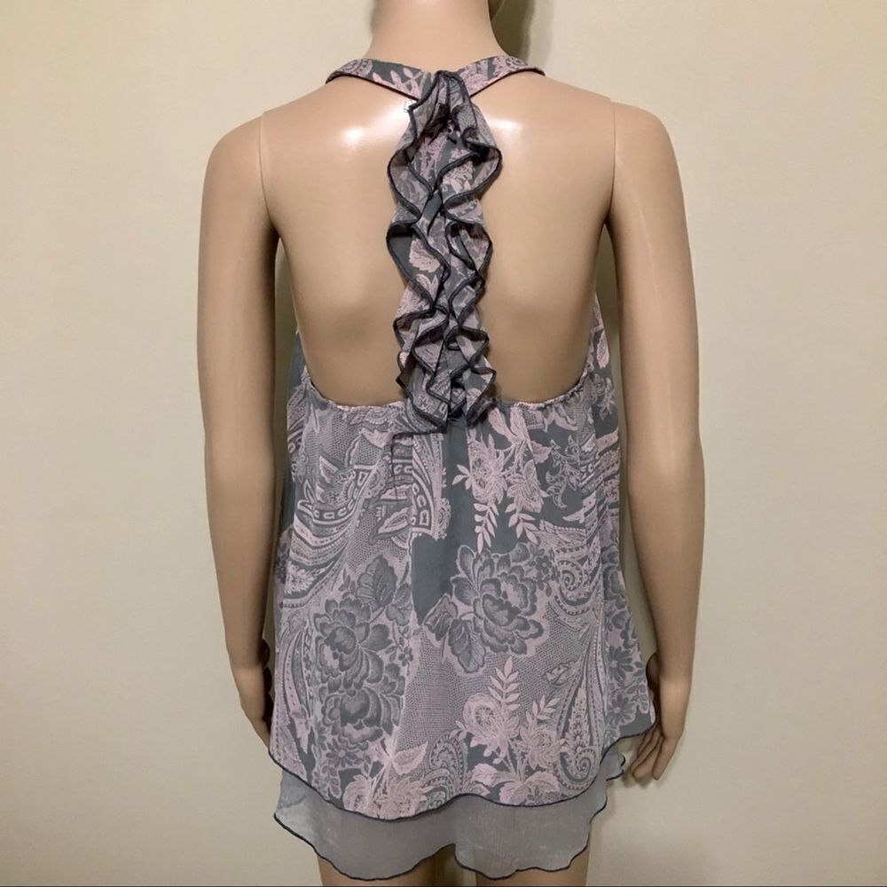 Print Ruffled Racer Back Top​ - Picture 7 of 8